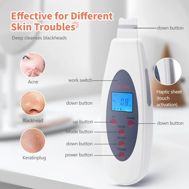 Ulepszony wielofunkcyjny usuwająca zaskórniki do szorowania skóry z szpatułką do twarzy z 4 trybami do oczyszczania porów z wyświetlaczem LED do głębokiego rozszczepienia