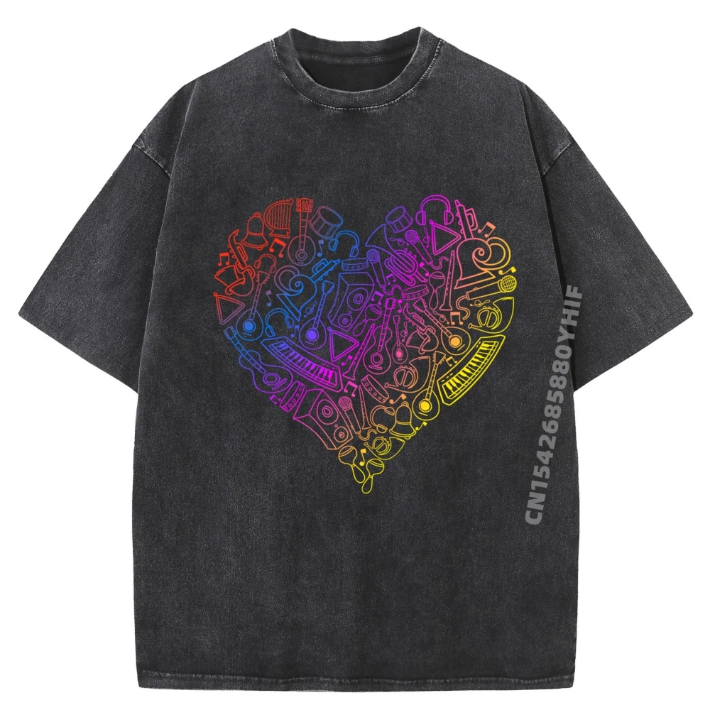 

Music Heart Musician Composers Music Lover Teacher Plain T Shirts Wholesale Designer Clothes Men Normal Washed Tops