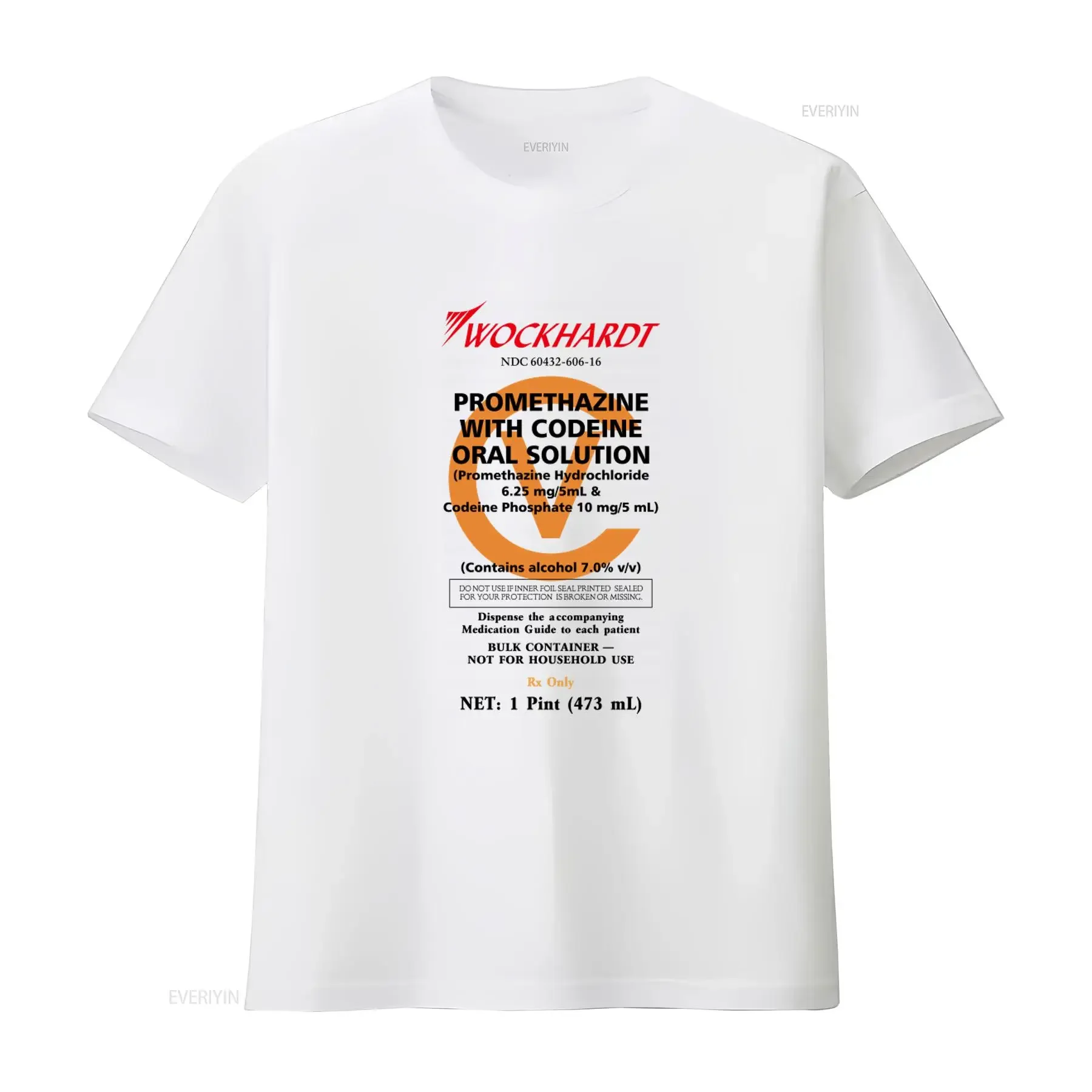 Lean T Shirt Wockhardt Design Promethazine with Codeine Oral Solution Print vintage Washed homme Soft Top For Everyday Wear