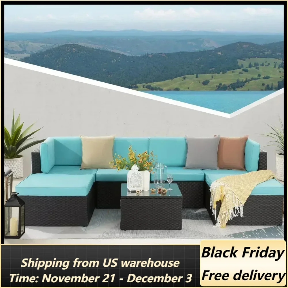 

Outdoor Sectional Sofa, Weather Rattan Wicker Couch with Washable Cushions Conversation Garden Pool Deck Balcony,Garden Sofas