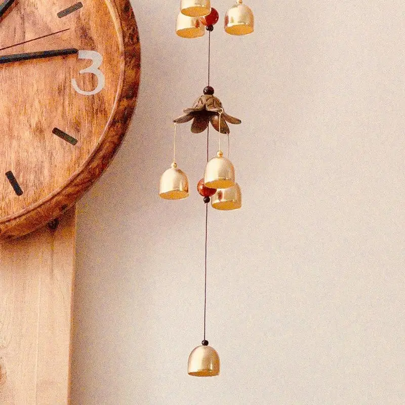 Double Metal Bell Pendant Wind Chime, Brass Color Bell Hanging Decoration, Suitable For Home Patio Wall Hanging, Gift For Friend