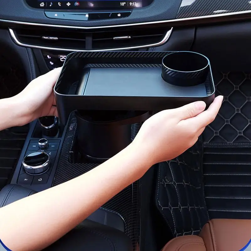 Car Cup Holder Attachable Meal Tray Expanded Table Desk Portable 360 Rotatable Adjustable Auto Car Food Tray Cup Holder Expander