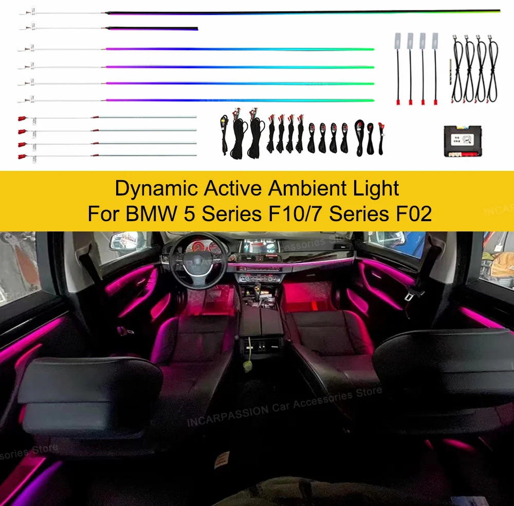 

Для BMW 5 серии F10 F11/7 серии F02 OEM Специальная поддержка окружающего освещения Оригинальное управление меню, модернизация внутреннего освещения F10