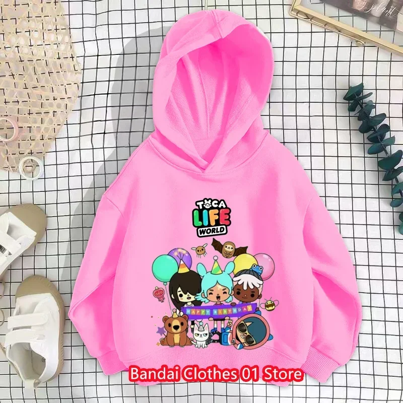 New Manga Cartoon Toca Life World Hoodies Long Sleeve Comfortable Hooded Sweatshirt Boys and Girls Kawaii Clothing 4-14years