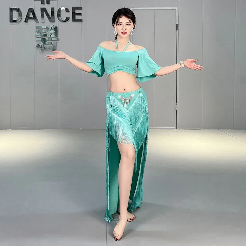 Belly Dance Sexy Costume Set Top and Skirt 2 Pcs Set Dancing Outfit For Adult Women's Stage Costume Worksuit Practice Clothes