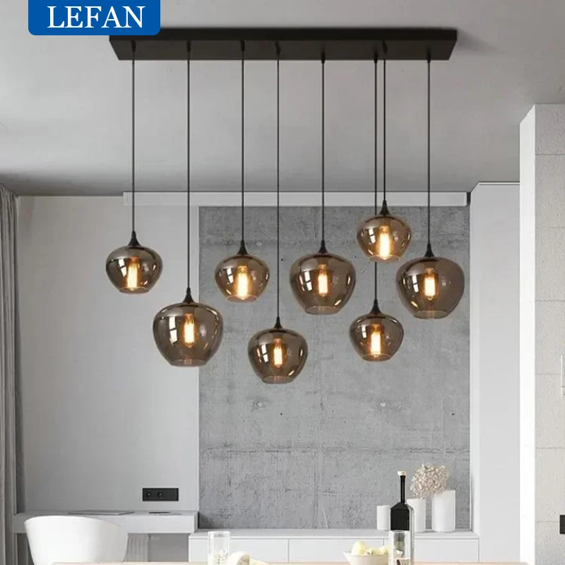 Morden Nordic Glass Chandelier Lights Creative Personality Bar Lamp Designer Dining Room Cafe Industrial Home Pendant Light