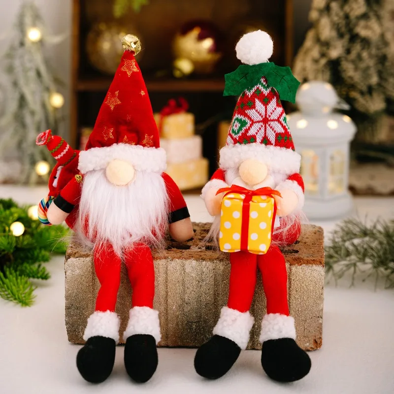 New Christmas Creative Gifts with Lights Doll Scene Decoration Ornament Long Legs Faceless Old Man Doll
