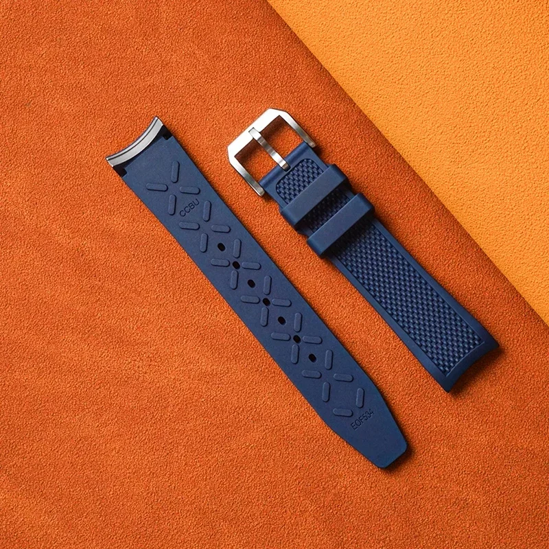 Fluororubber FKM Watch Strap 20mm For IWC Portuguese series chronograph watch Men Waterproof Stainless steel head