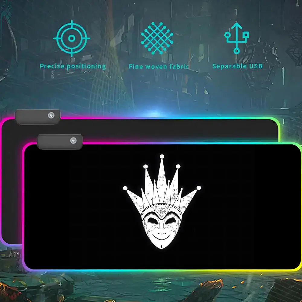 

DJ Boris Brejcha Коврик для мыши RGB со светодиодной подсветкой Игровой коврик для мыши Водонепроницаемый большой ковер для геймерской мыши Большой коврик для клавиатуры Mause PC Desk Play
