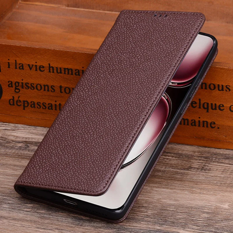 Wobiloo Luxury Genuine Leather Wallet Business Phone Case For Oppo Reno12 11 10 Pro Cover Credit Card Money Slot Cover Holster