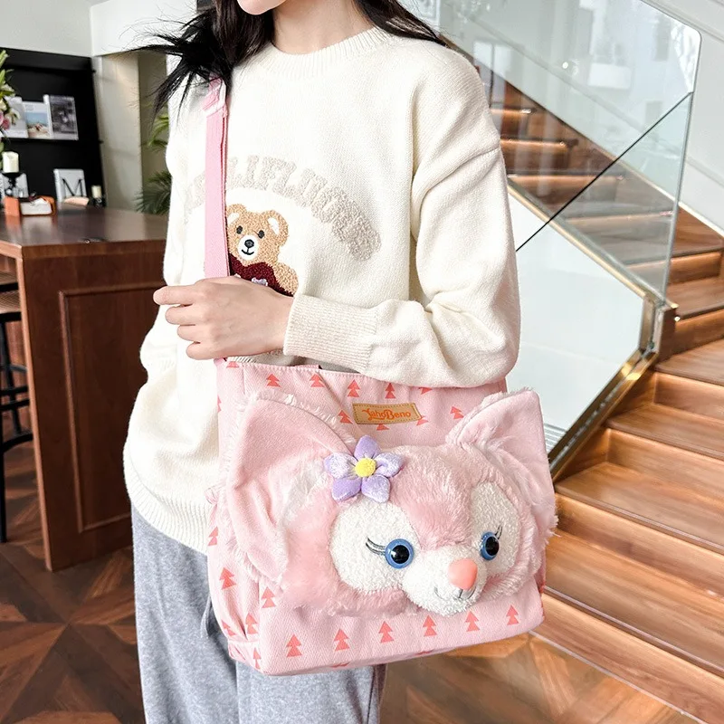 Disney New Girls School Bag Big Head Backpack Plush Fox Cartoon Versatile Cute Duffy Lina Belle Backpack Gift