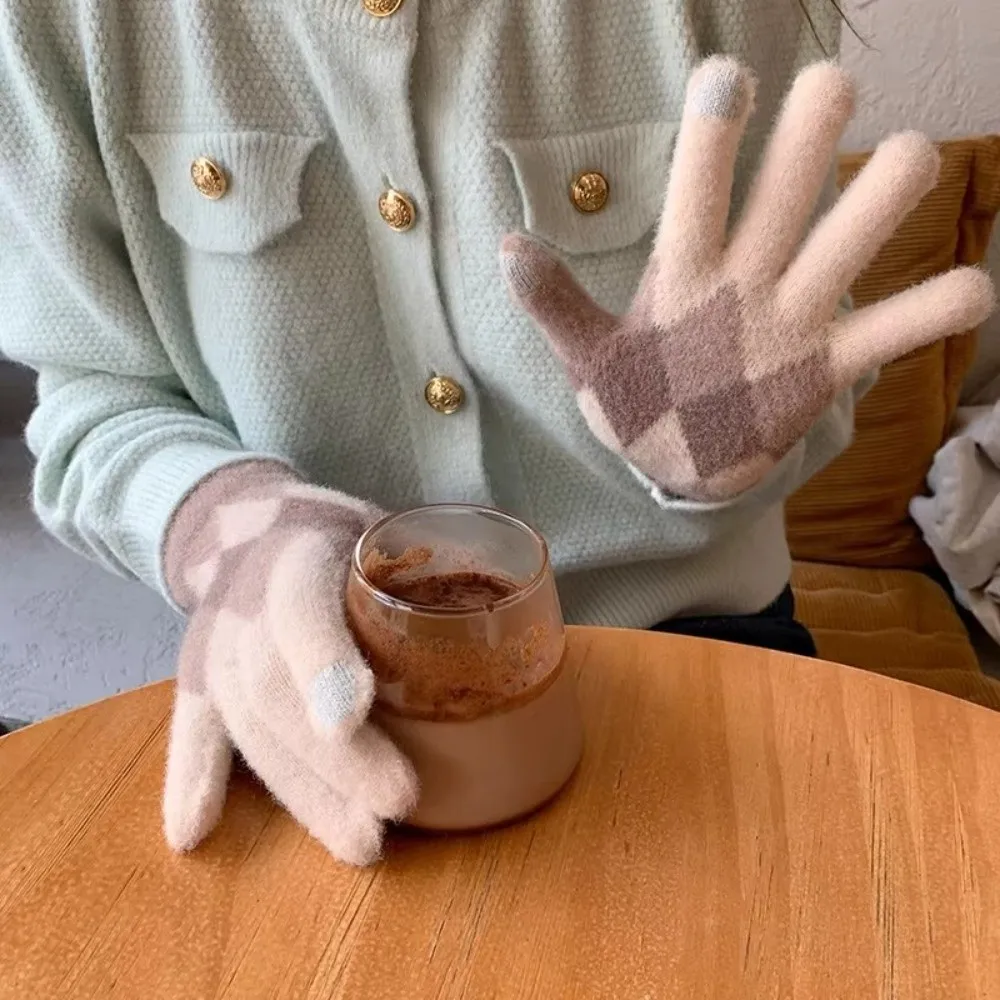 Mode Warm Halten Gestrickte Handschuh Winddicht Touchscreen Frauen Handschuh Kälte Beweis Volle Fäustlinge Weibliche