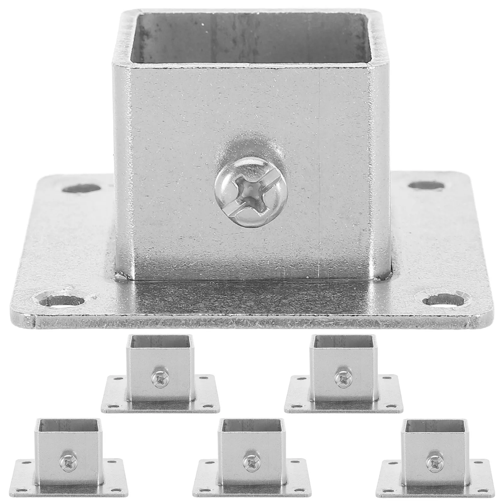 6Pcs Heavy Duty Stainless Steel Square Post Flange Base Anchor Plate Fence Post Support Bracket Deck Railing Column Base Bracket