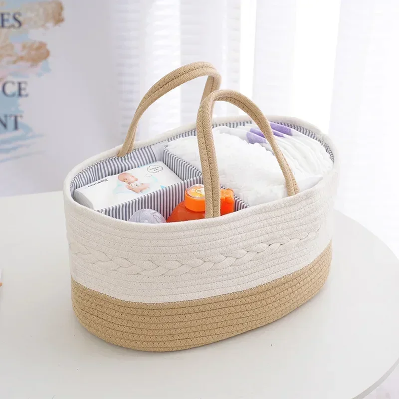 Multifunctional Travel Out Portable Mommy Bag Cotton Rope Partition Diaper Bag Diaper Storage Bag Baby Diaper Storage Basket