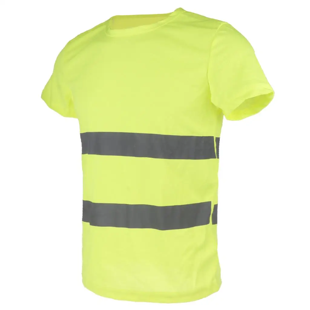 Hi Viz Vis T-Shirt High Visibility Reflective Tape Security Work Top