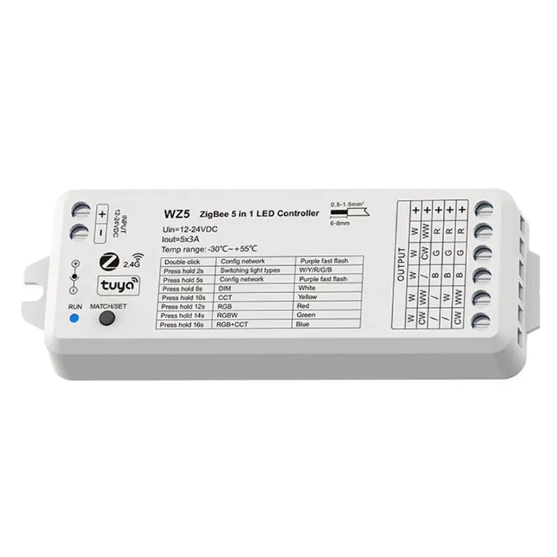 【THANKSGIVING DAY】2X Tuya Zigbee LED Controller 5In1 RGB CCT RGBW RGBCCT DC 12V 24V 15A LED Strip Light Smart Life Voice Alexa H