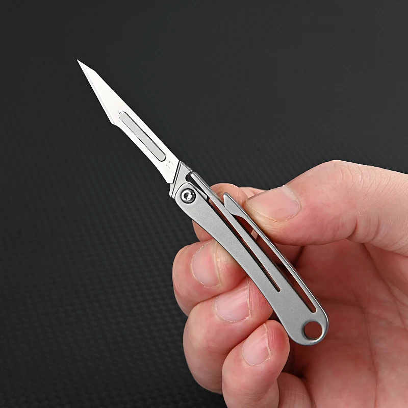 Portable  titanium alloy Folding Scalpel Medical Folding Knife EDC Outdoor Detachable Pocket Knife with 10 Replaceable Blades