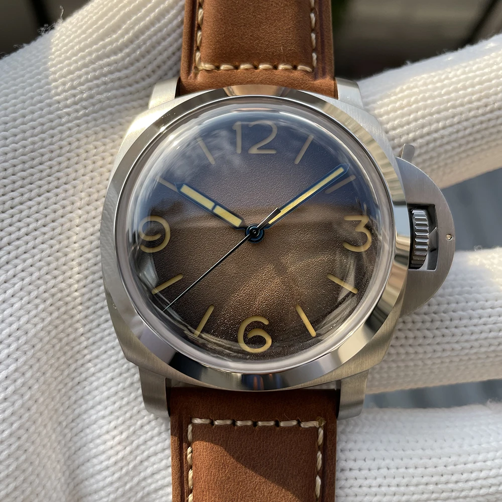 

STEELFLIER SF767 Men's Artificial Sapphire Mirror Automatic Mechanical Watch 1000m Waterproof Leather Strap Vintage Men's Watch