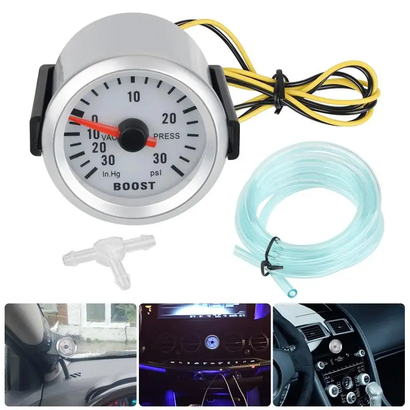 

【MO】Round 52mm Blue Backlight Car Turbo Boost Gauge Turbin -30~30 PSI -1~2 Bar Pointer Clock Vacuums Instrument Meter DIGIT GAUG