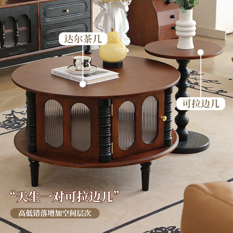 

Coffee table solid wood Dar coffee table can pull edge few combination high-end tea table storage storage