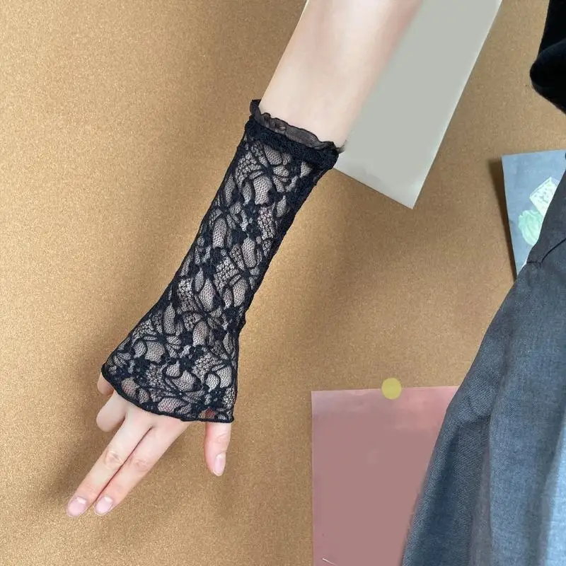 652f-ショート花柄レース手袋レース花偽袖ウェディングドレスのイブニングドレスや衣装