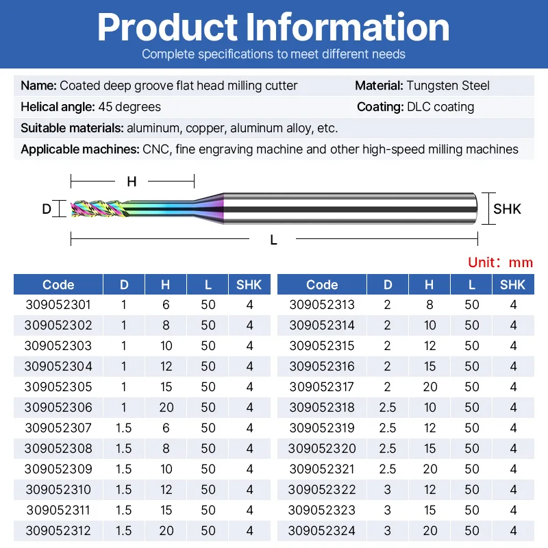 HUHAO 3 المزامير الملونة الأخدود العميق قاطعة المطحنة 4 مللي متر عرقوب DLC طلاء راوتر بت كربيد CNC Endmill أداة للألمنيوم والنحاس