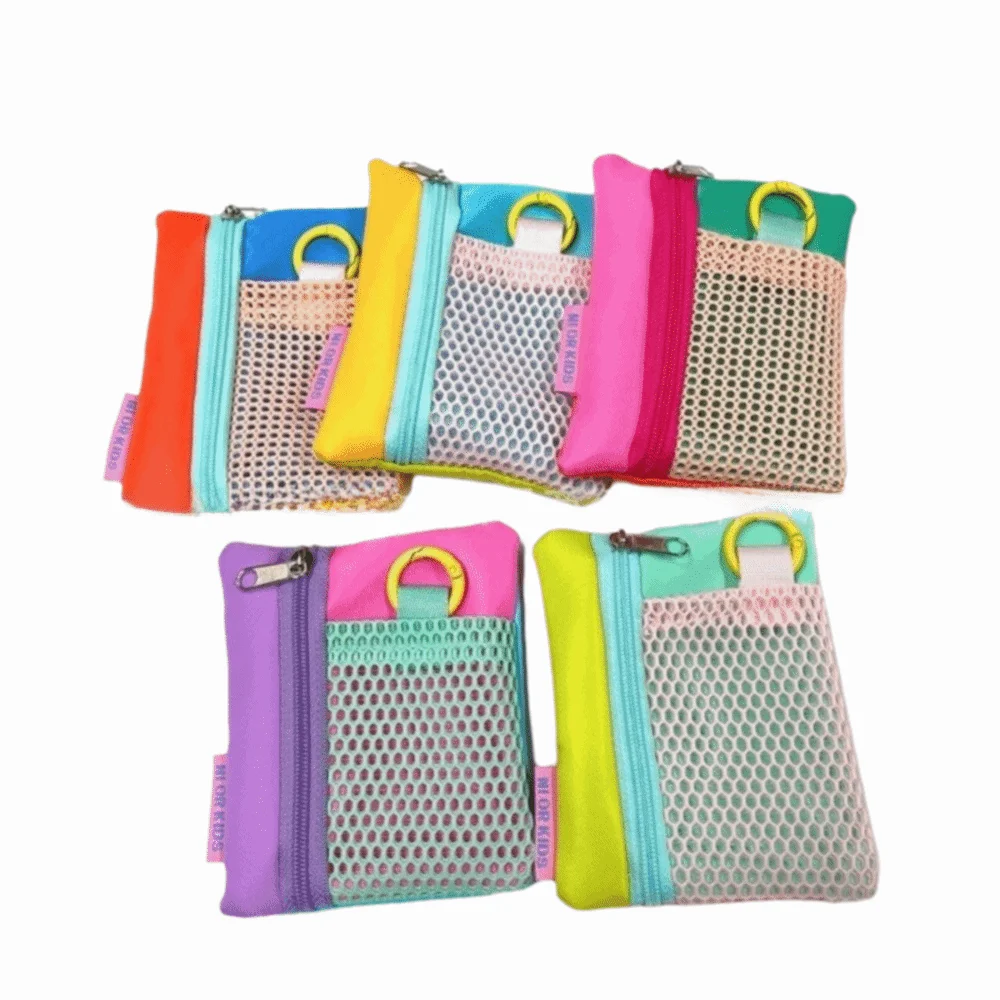 Contrasting Mesh Mesh Cosmetic Bag Portable Lightweight Mini Earphone Bag Handwoven Mini Size Mini Card Bag Everyday Carry