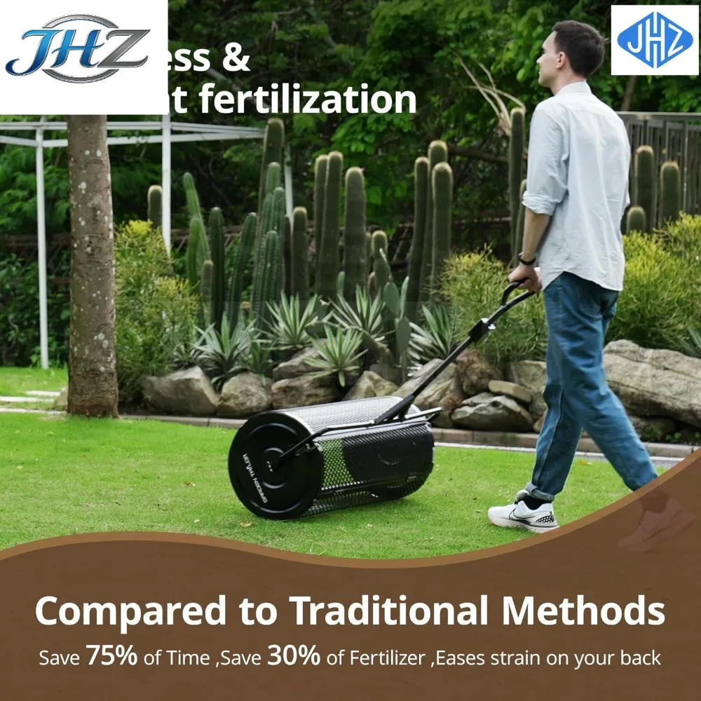 JHZ for Gardening & Lawn Care/Compost Spreader 36 Inch Towable Peat Moss Spreader with Installation Accessories, Metal Mesh Roll