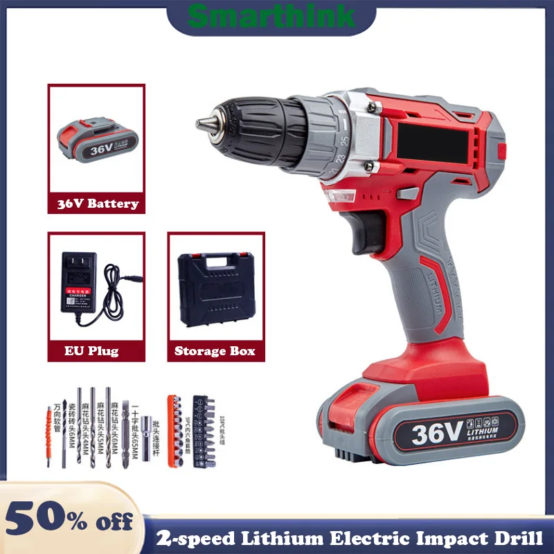 Smarthink  12V 16V 36V Cordless Drill Electric Screwdriver Mini Wireless Power Driver DC Lithium-Ion Battery Power Tools