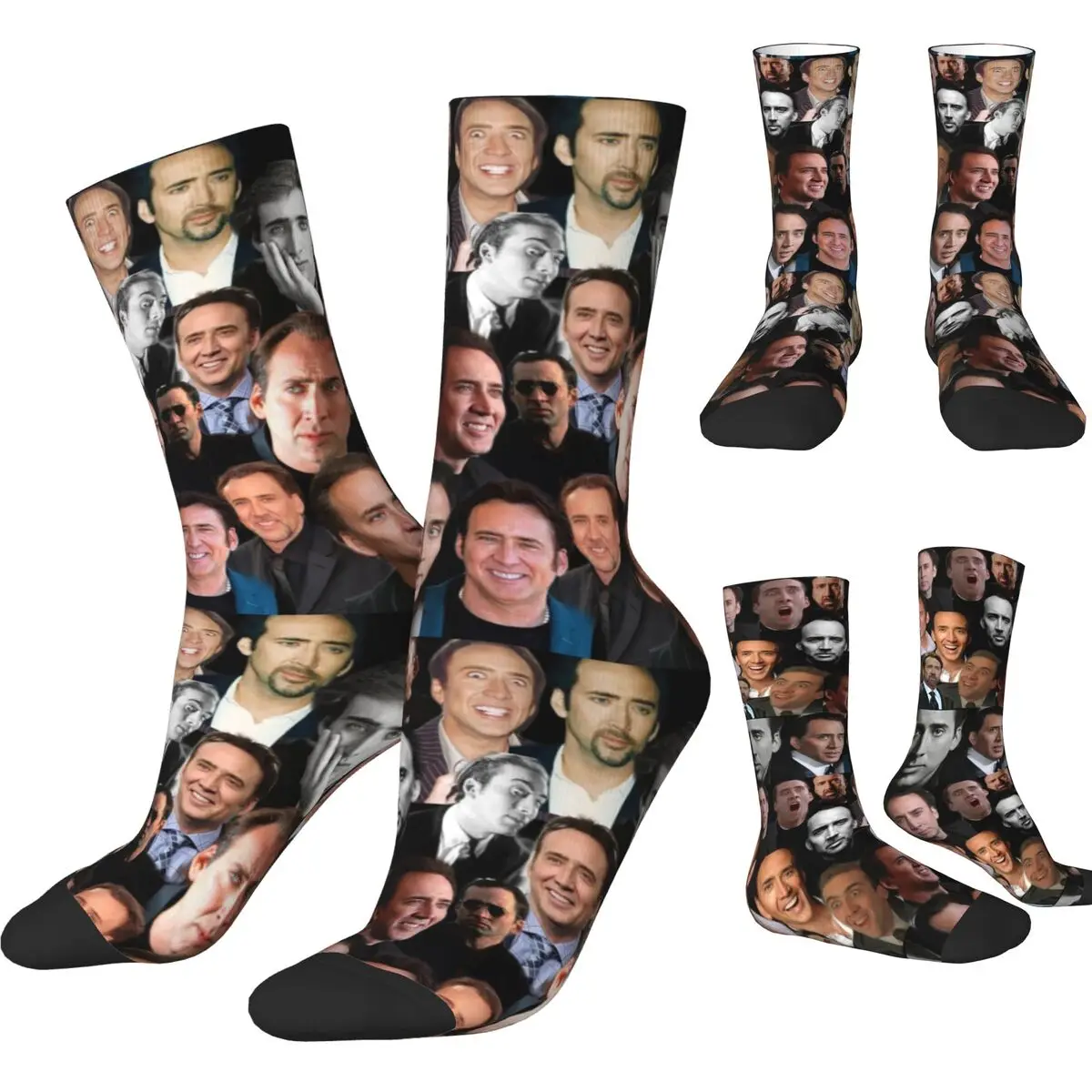 Winter Warm Casual Nicolas Cage Colllage Throw Pillow Rlamnursho4 Socks Nicolas Cage Face Collage Non-slip Basketball Socks