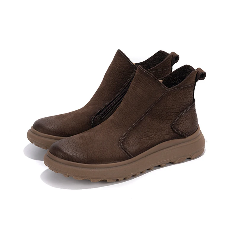 LIHUAMAO A grade Cow Leather suede work boots men Shoes motorcycle boots sneaker Ankle work Boots Comfort Outsole footwear