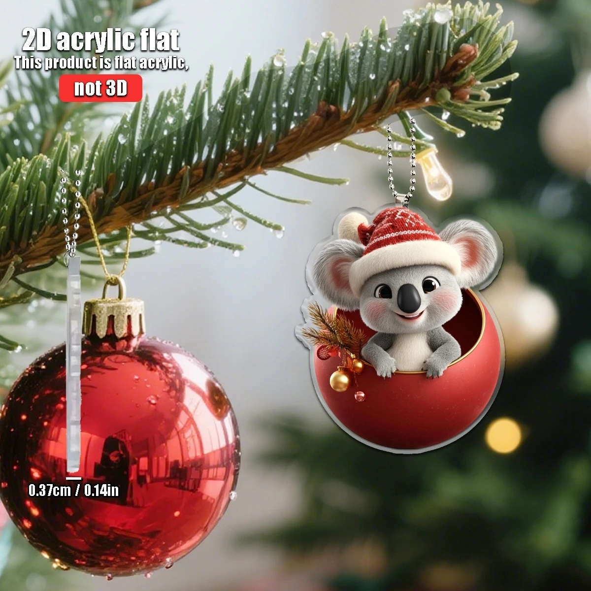 2D-Koala-Weihnachtsmütze, Acryl-Anhänger, hängende Verzierung, Auto, Zuhause, Weihnachtsbaum-Dekoration, Rucksack, ideales Weihnachtsgeschenk 2026