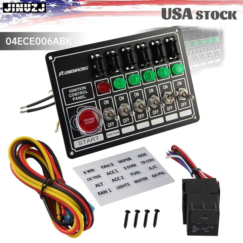 

Racing Switch Panel Race Ignition Accessory Engine Start 6 Switch Lights Fused