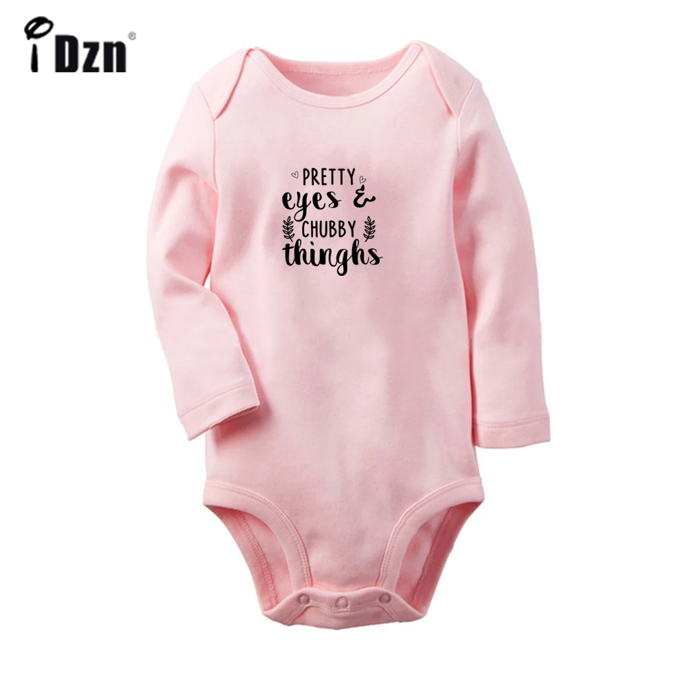 PRETTY eyes CHUBBY thinghs Cute Baby Rompers Baby Boys Girls Fun Print Bodysuit Infant Long Sleeves Jumpsuit Kids Soft Clothes