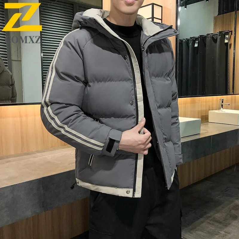 COMXZ 2025 Autumn Winter Mens Plus Size Padded Jacket Casual Padded Thick Padded Hooded Coat reflective Warm Tactics windbreaker