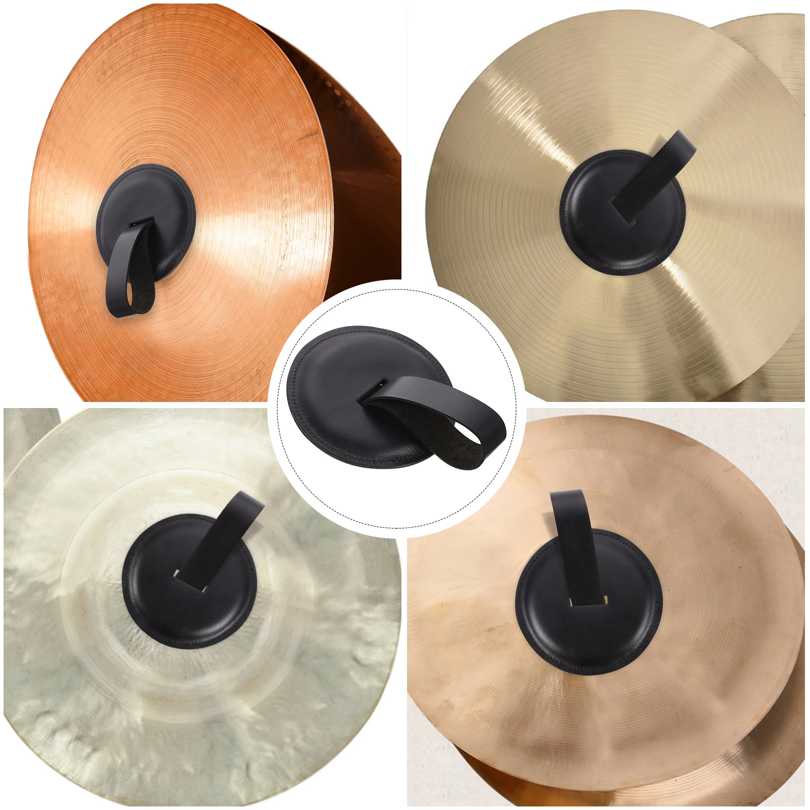 

1 set 1 Set Cowhide Guard Pad Black Durable Protection For Symphony Professional Accessories Band Cymbal Strap Practical