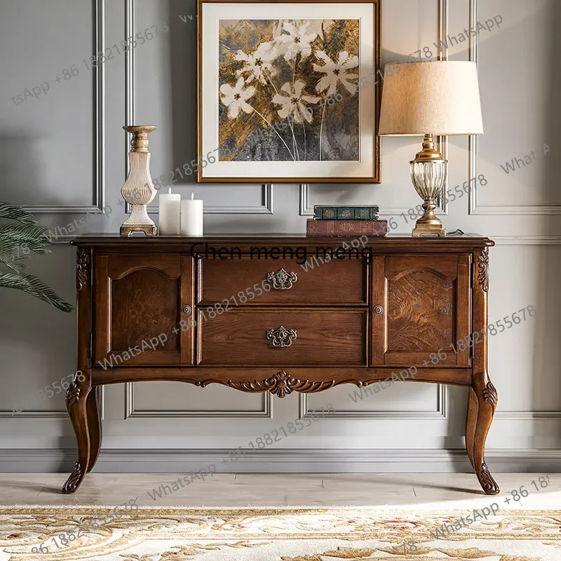 

American solid wood entrance cabinet, aisle against the wall, living room, retro entrance table, end view tableF132