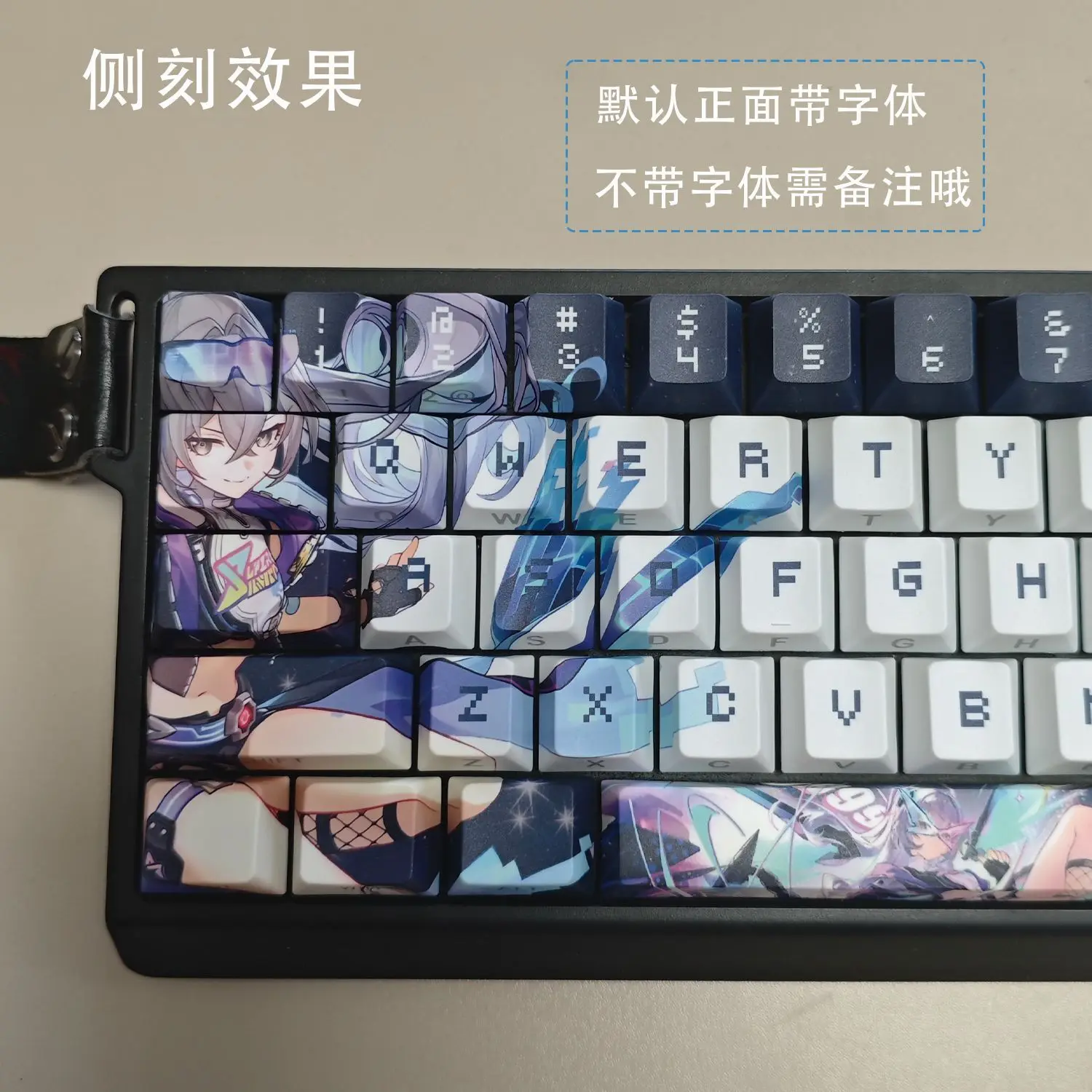 128 Keys   Silver Wolf Keycaps Honkai: Star Rail Keycap Anime PBT Cherry Profile for ANSI Made68 Mad68 Wooting60