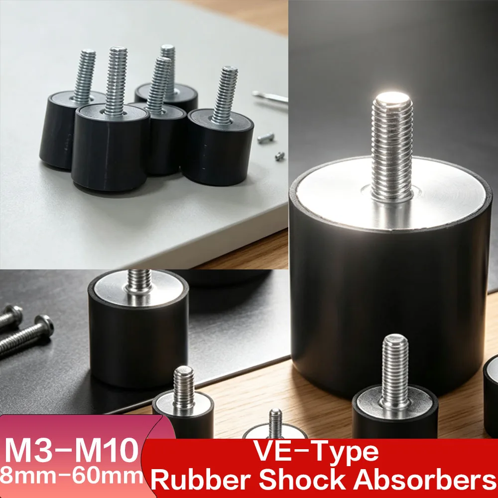 VE-Type Shock Absorber Crash Pad Rubber Silent Mount Durable Male Thread Compatible with M3-M10 for Durable Crash Potecction