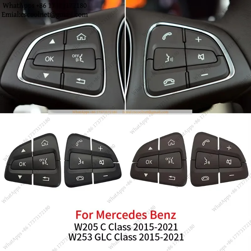 For Mercedes W205 W253 Car Steering Wheel Multifunction Control Buttons Cover For Benz C GLC Class C180 C200 C220 GLC260 GLC300