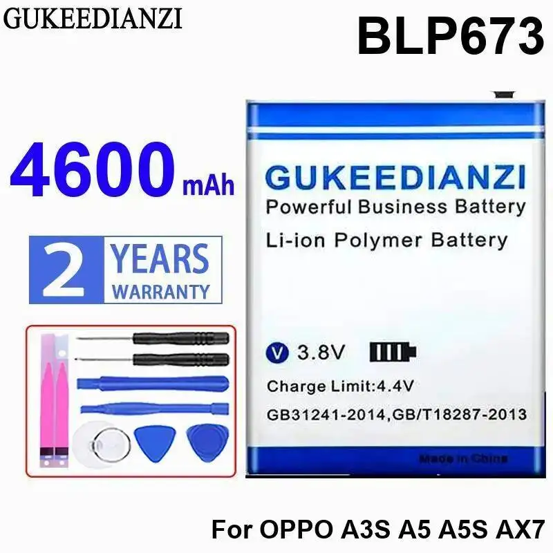 

Аккумулятор BLP673 ёмкостью 4600 мАч, безопасный для телефонов Oppo A3S, A5, A5S, AX7