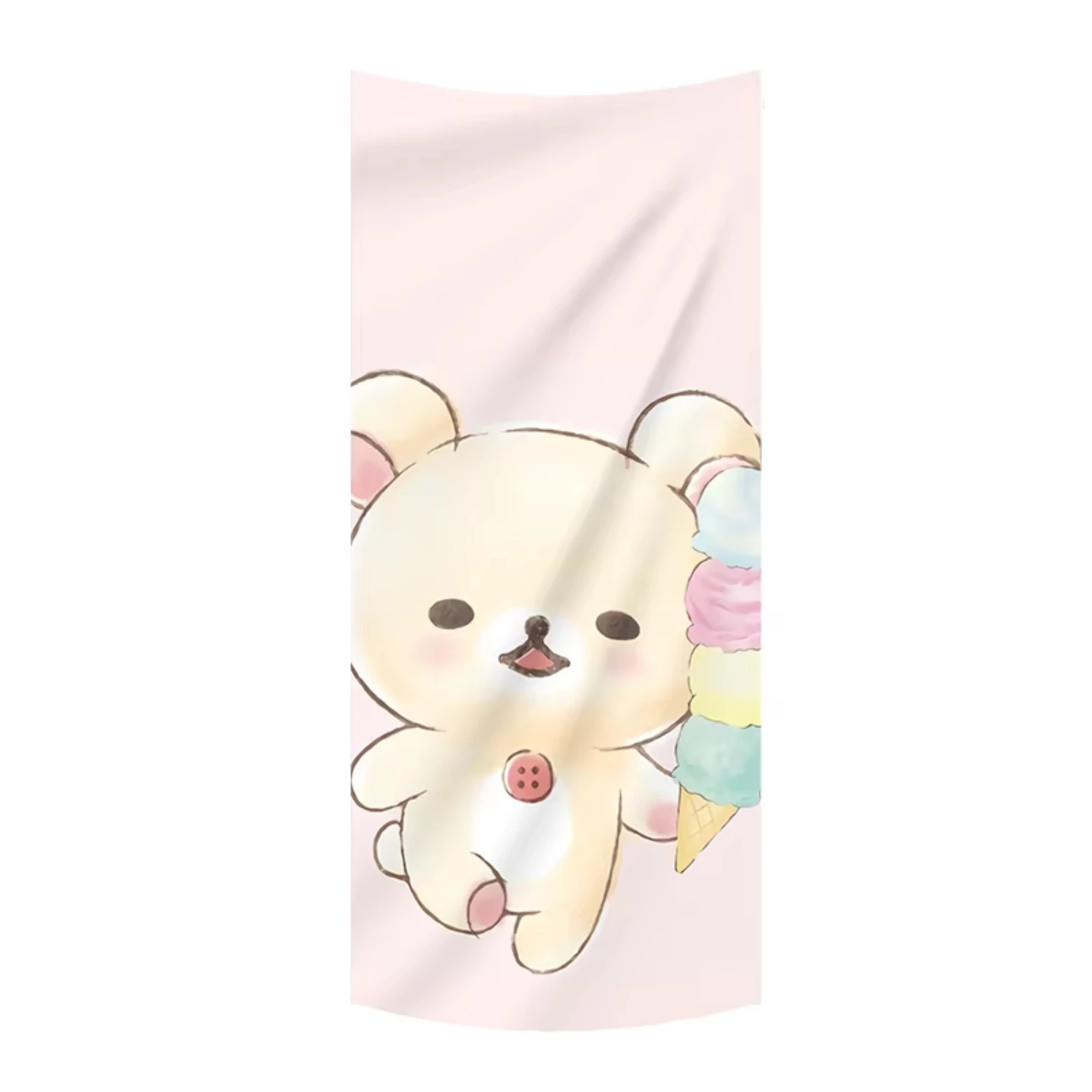 Sweet Dessert Theme Rilakkuma Tapestry Pastel Pink Cartoon Bear Family Print Wall Art For Girls Room Dorm And Apartment