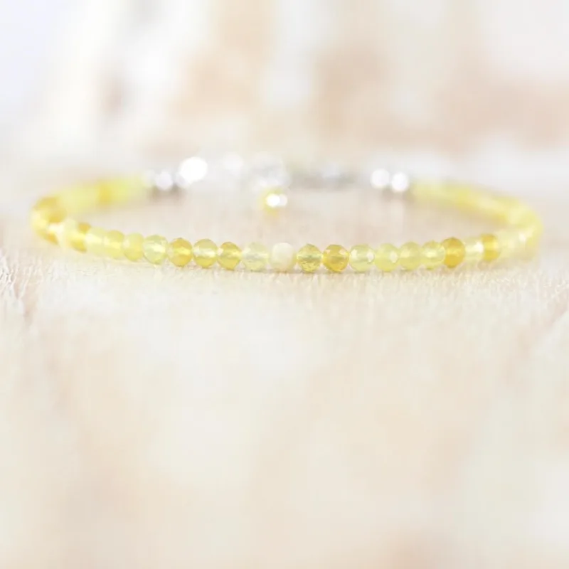 Peruvian yellow opal bracelet, exquisite gemstone stacked bracelet