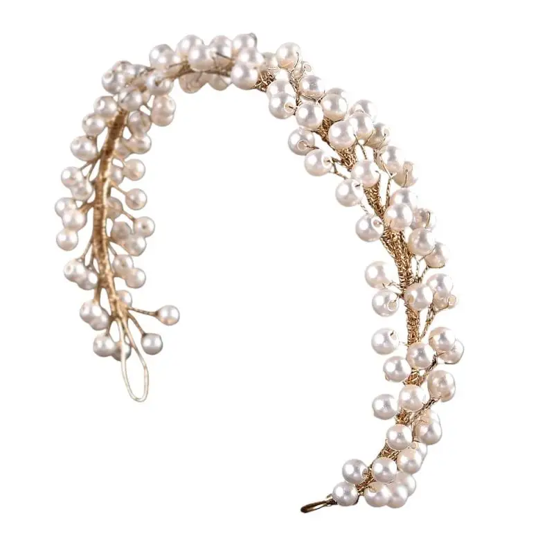Modischer Perlen-Brautkopfschmuck, Kristall-Handgemachte Ketten-Haarbänder, Damen-Stirnbänder für Hochzeitsfeiern – Detail 13