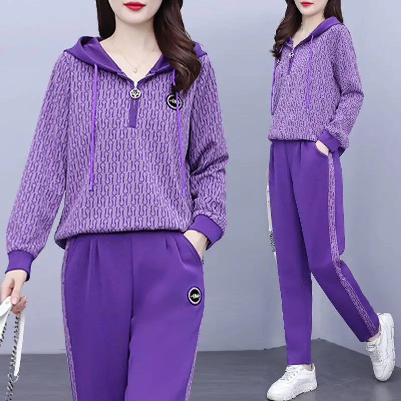 

Leisure Sports Set Women's 2023 spring autumn New Sweater Top + Cotton Pants Two Piece Sets