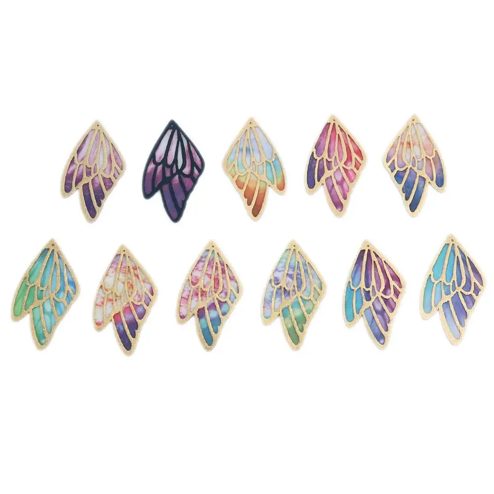 5pcs Doreen Box Fashion PU Fabric Pendants Butterfly Wing Multicolor DIY Making Earrings Jewelry Gifts Findings4cm/5cm/6cm