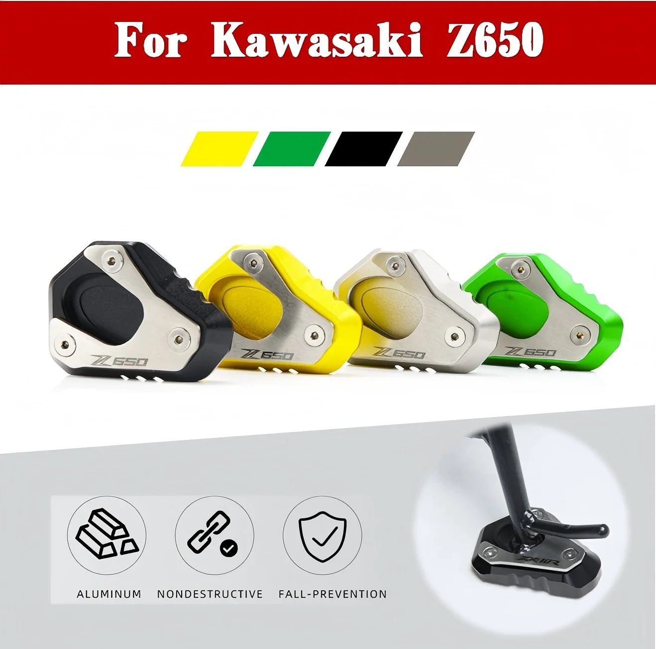

For Kawasaki Z650 (2017-2015) - CNC Aluminum Side Stand Foot Extension | Parking Kickstand Enlarger