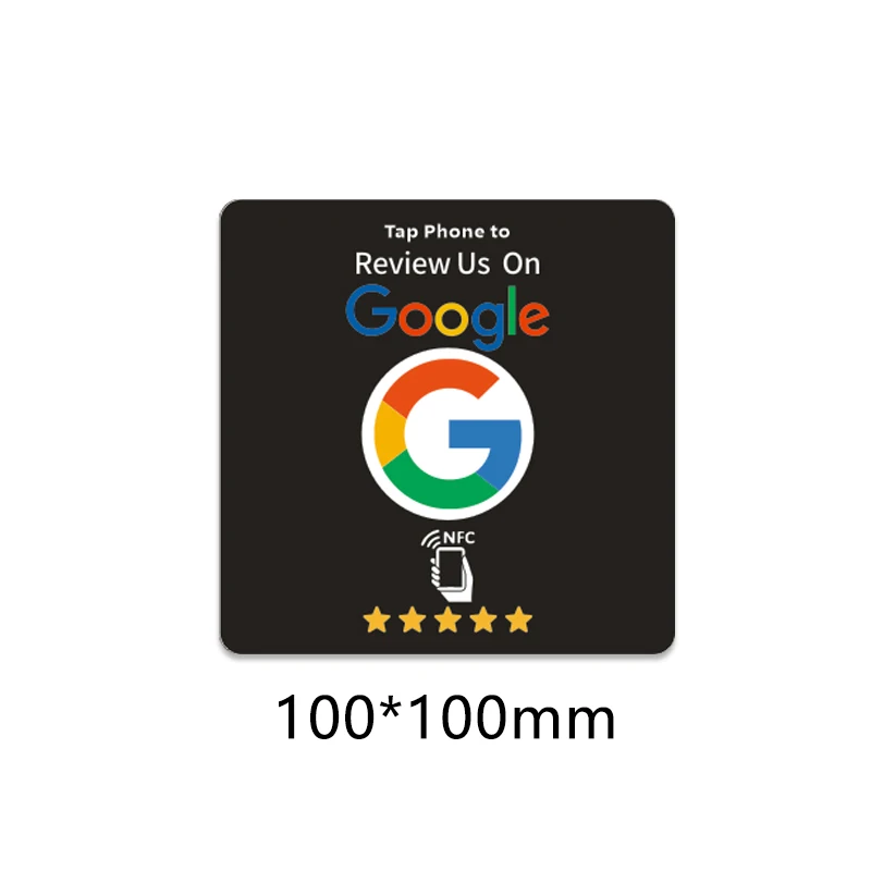 Google Review NFC Tap Desktop Sticker NTAG215 Square With Adhesive Backing Business Social Media Review NFC Tag