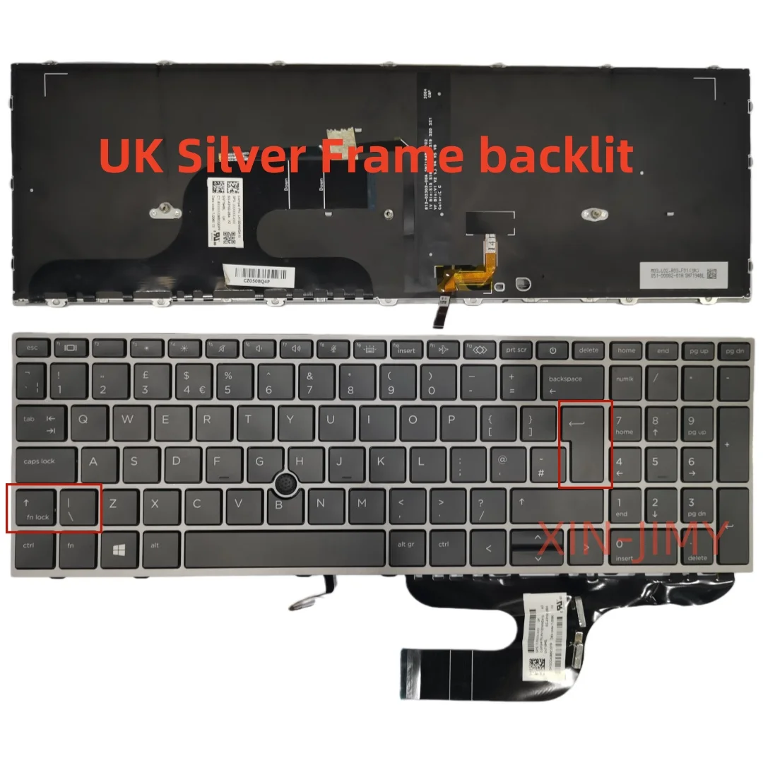 

UK Silver Frame with Backlit Pointer Laptop Keyboard For HP ZBOOK 15 G5 17 G5 ZBOOK 15G5 17G5
