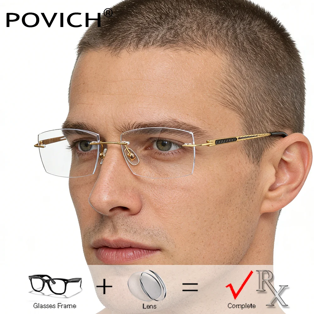 

Очки по рецепту. Мужские очки без оправы с линзами Cut Edge TITANIUM MR-8 1.61 1.67. Очки по рецепту для коррекции близорукости, для чтения, прогрессивные, цветные.